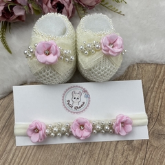kit Luxo Sapatinho tricot bebê com faixinha Maytê - comprar online