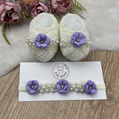 kit Luxo Sapatinho tricot bebê com faixinha Maytê na internet