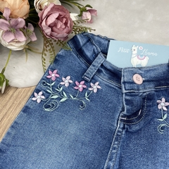 Calça Jeans Reta Infantil Feminina Bordada - comprar online
