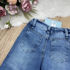 Calça Jeans Reta Infantil Feminina Bordada - Petit Lhama Boutique Baby 