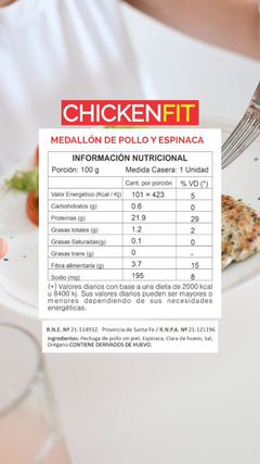 Medallón de pollo y espinaca SIN TACC x400g - tienda online