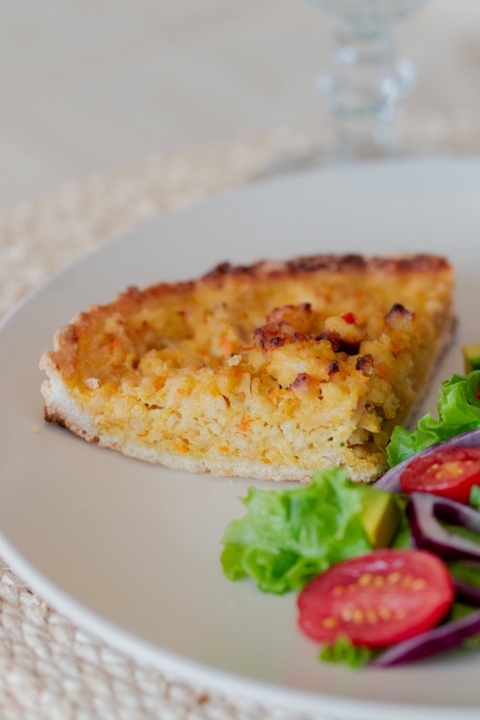 Tarta integral de pechuga de pollo.