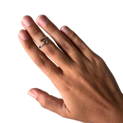 Anel Falange Esfera e Coração Vazado