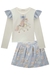 Conjunto Blusa em Cotton e Short Saia em Cetim Carrossel