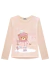 Blusa em Cotton Estampa de Ursinha com Strass e Pompom