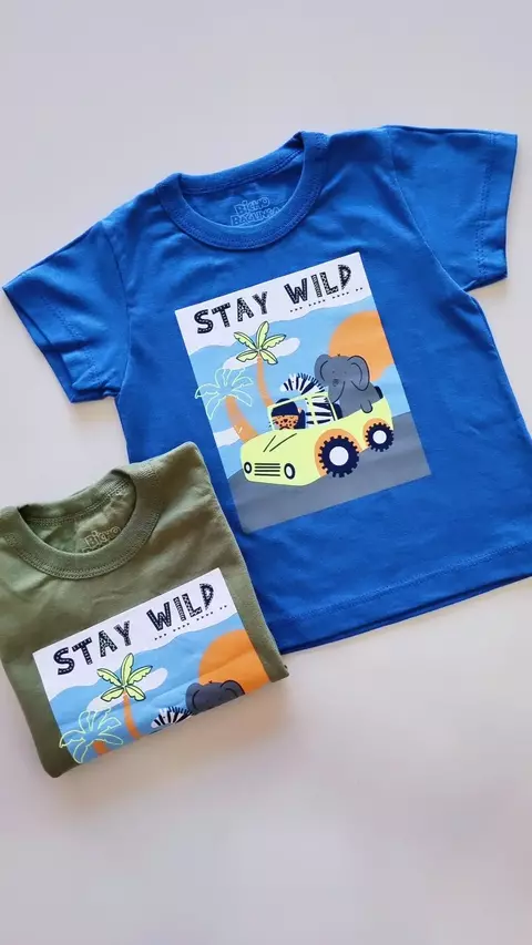 Camiseta em Meia Malha Estampa de Safari