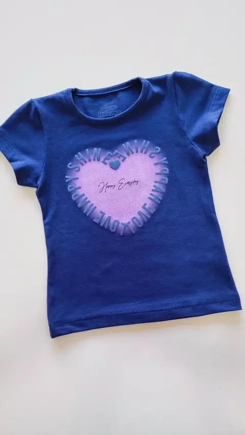 Blusa em Cotton Estampa Coração com Relevo