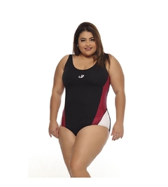 Maiô Helanca Plus Size - Preto/Vermelho