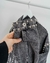 Campera denim larga con tachas y roturas negra - comprar online