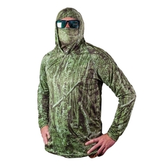 REMERA COLONY CON CUELLO Y CAPUCHA CAMO VERDE