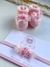 Kit Sapatinho em Tricot + Faixinha | Pluminha Rosa