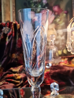 Copas de cristal champagne tallado pluma - comprar online