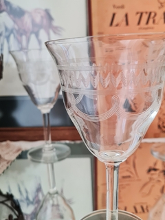 6 Copas de cristal para vino grabadas al ácido - Lo que el tiempo nos dejó