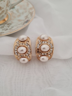 Aros clip perlas y strass