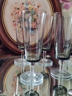 Copas de cristal fumé tallo bajo - comprar online