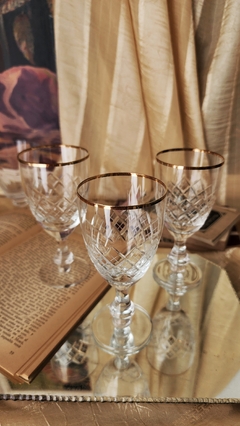 Copas cristal tallado con borde dorado - comprar online