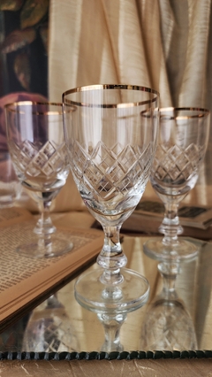 Copas cristal tallado con borde dorado en internet