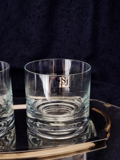 2 Vasos de whisky de cristal con bandeja metalica - comprar online