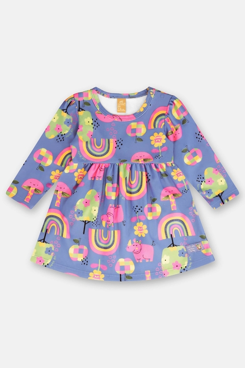 Vestido Up Baby em malha arco iris azul