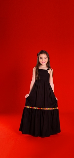 Vestido Longo Viscose Luna Preto Precoce - comprar online