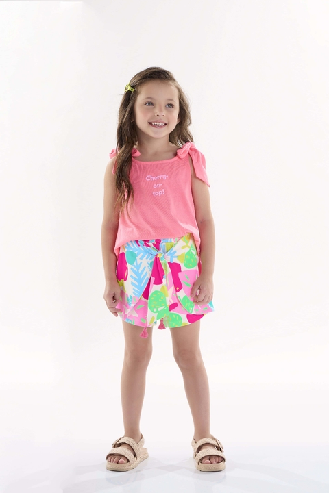 Conjunto regata com short amarração rosa Up Baby