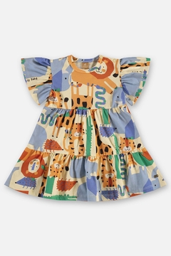 Vestido Up Baby meia malha animais com azul - comprar online