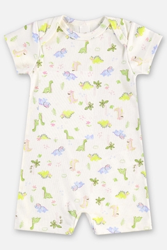 Macaquinho Up Baby suedine creme dinos rosa - comprar online