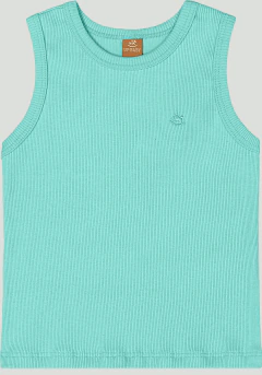 Blusa sem manga Up Baby ribana canelada azul