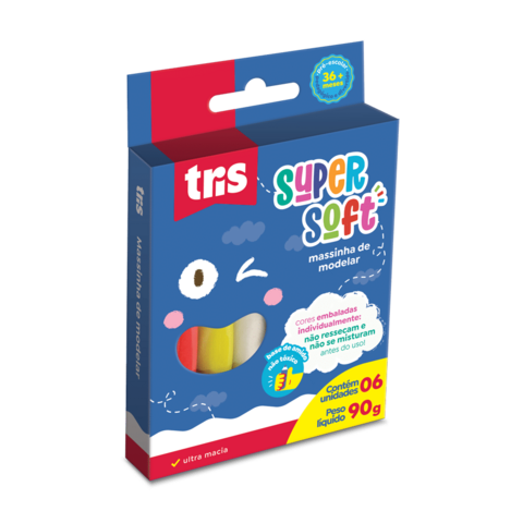 Massa de Modelar Supersoft – 90g – Conjunto C/6 Cores – Tris