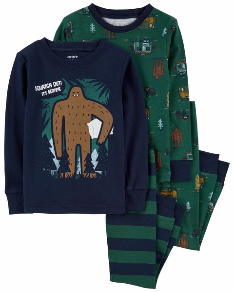 Pijama carters 4 peças manga longa verde e azul monster
