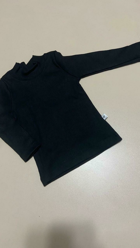 Blusa gola alta unissex ribana preto Have Fun