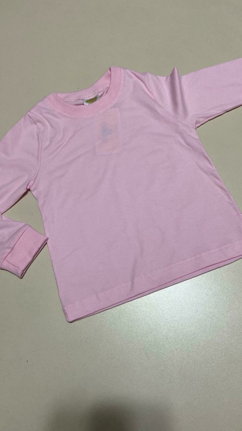 Camiseta basica manga longa unissex rosa Have Fun