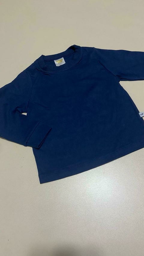 Camiseta basica manga longa unissex azul Have Fun