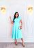 Vestido fiorela verde acqua midi- pronta entrega - comprar online