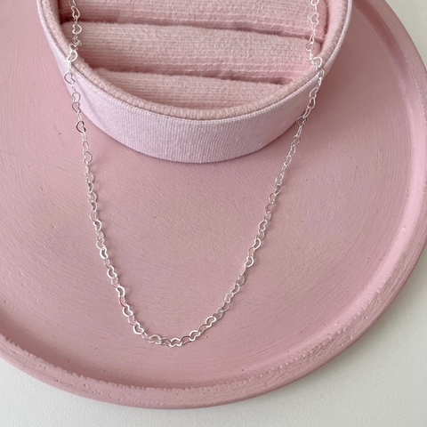 Choker elos de coração - Prata - comprar online