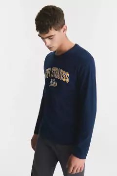 Remera Mangas Largas Strauss Azul/Naranja - Levis