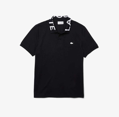 Chomba Polo Cuello Estampado Negro - Lacoste