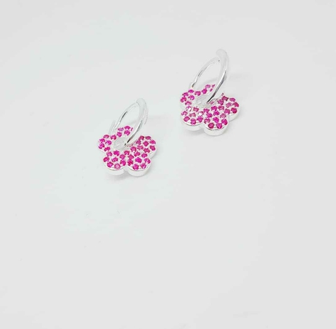 Aros flor fucsia