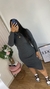 Vestido Midi Manga Longa Com Fenda