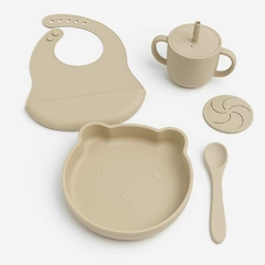Plato oso + cuchara + babero + vaso/cerealera - Mi Conejo Pepito