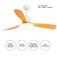 VENTILADOR DE TECHO CON LUZ LED 3 ASPAS BLANCO ETHEOS en internet