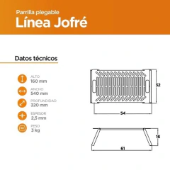 PARRILLA PLEGABLE CON PALITA, ATIZADOR Y TABLA JOFRE LA BIGORNIA en internet