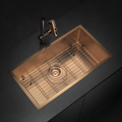 Imagen de PILETA COCINA 304 SIGNATURE ENKEL 75 ROSE GOLD NANO PVD INCL ACC JOHNSON