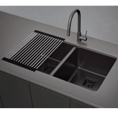 PILETA COCINA DOBLE 304 ESSENTIA 671 NEGRA (76X45X20) MI PILETA - TUCAT, Electricidad - Iluminación