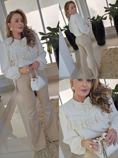 Camisa Off White com pérolas na internet