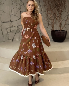 Vestido Marron Floral Boho - comprar online