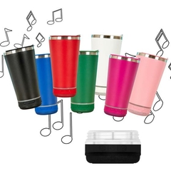 Copo Térmico Tipo Stanley com Caixa de Som Bluetooth - Sem Estampa - comprar online