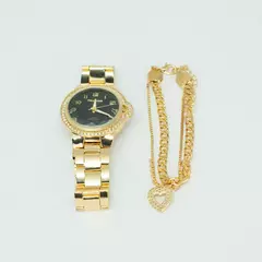 Kit Relógio Feminino Classico e Pulseira com Pingente - comprar online