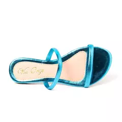 Sandália Rasteira 2 Tiras Metalizado Azul - comprar online