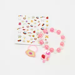 Kit Menina Infantil Pulseira Anel Adesivos